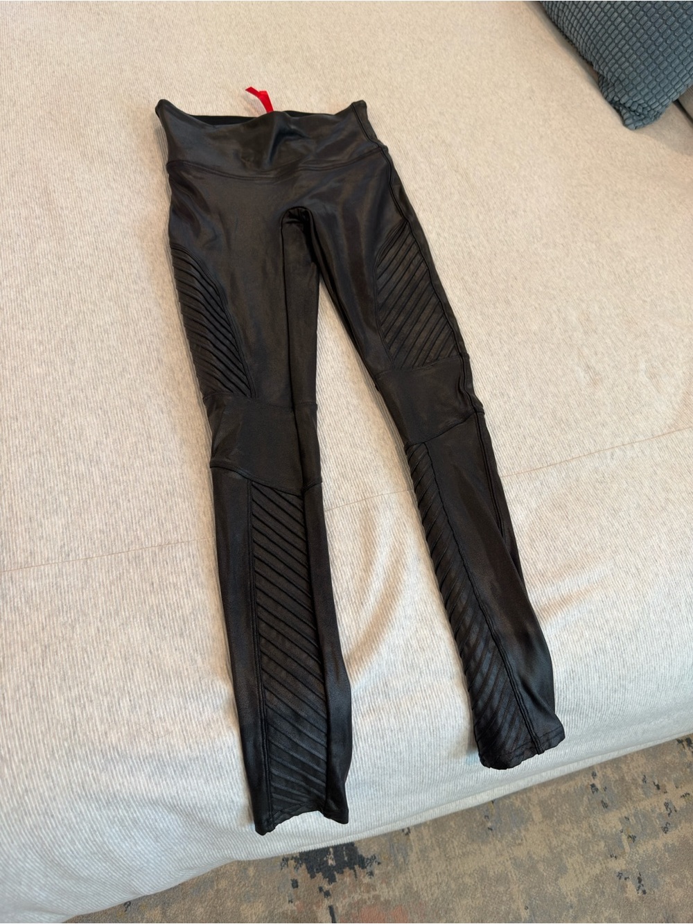 SPANX Black Shiny High-Waist Leggings
